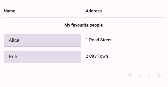 Displaying a full-width title in a Data Grid