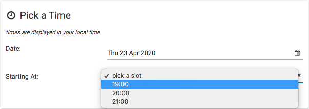 Pick a slot &ndash; in my timezone!