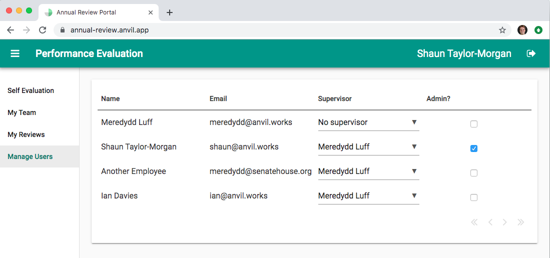 Admins can configure the reporting structure.